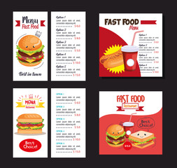 delicious fast food restaurant menu card vector illustration design
