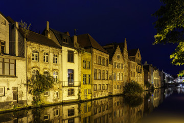Fototapeta na wymiar Ghent old town by night, Belgium