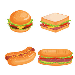 delicious fast food icons vector illustration design