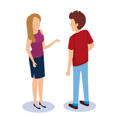 persons couple isometric avatars vector illustration design