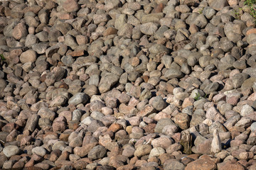 Pebble stones on the shore close up