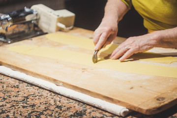 Preparation of the Italian tortelli stuffed with pumpkin, the original recipe from Mantua