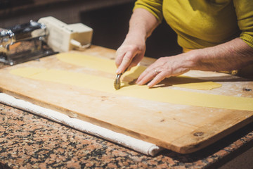 Preparation of the Italian tortelli stuffed with pumpkin, the original recipe from Mantua