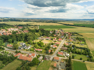 Schauen, a district of the city Osterwieck from above ( Harz region, Saxony-Anhalt / Germany ) 