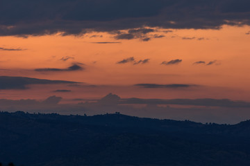 Amazing Sunset Panorama of  Ograzhden Mountain, Blagoevgrad Region, Bulgaria
