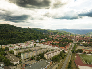 The city of Wernigerode from above ( Harz region, Saxony-Anhalt / Germany ) 