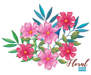 flowers and leafs garden decorative vector illustration design