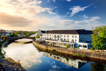 Breathtaking view on a bank of the River Nore in Kilkenny, one of the most beautiful town in...