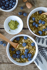 Homemade matcha granola