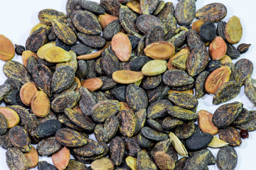 Seeds of watermelon on a white background. watermelon seeds for sowing