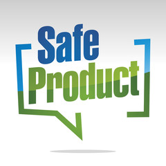 Safe product in brackets speech blue green white isolated sticker icon