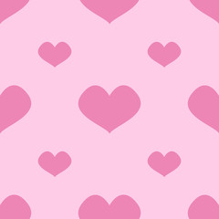 Plakat Seamless pattern of pink hearts. Illustration for girls at a baby shower party. Background for greeting or invitation cards.