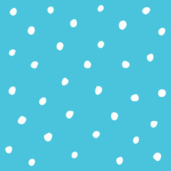Hand drawn white dots seamless pattern on blue background