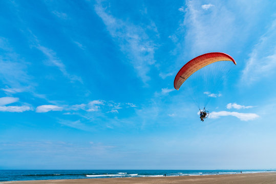 Kujukuri Beach in the seaside area of Sotobo, Chiba. The sandy beach with a length of 66 km is the second longest in Japan.