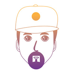 cartoon man with beard and wearing a cap icon over white background, vector illustration