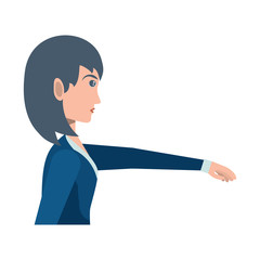 Cartoon businesswoman pointing  over white background, vector illustration