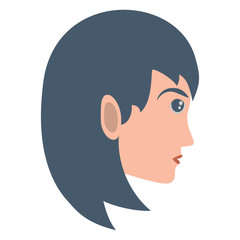 cartoon woman profile icon over white background, colorful design. vector illustration