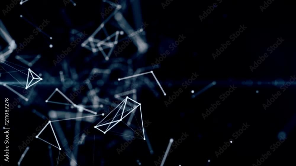 Poster abstract blue geometrical background with moving lines and dots. looping cg animation good for youtu