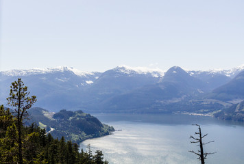 View from Stawamus Chief Provincial Park, Squamish, BC, Canada.