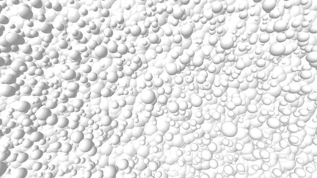 3D animated video with balls and bubbles 4K. Cartoon with light circles on a white background in pastel colors of bubbles with glare, in free movement.