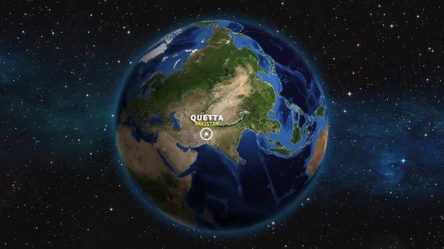 PAKISTAN QUETTA ZOOM IN FROM SPACE