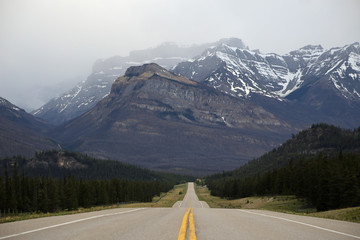 Beautiful monumental moutains in Canadian Rockies