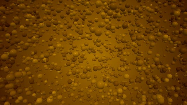 3D animated video with balls and bubbles 4K. Cartoon with brown circles on a dark background in free movement.