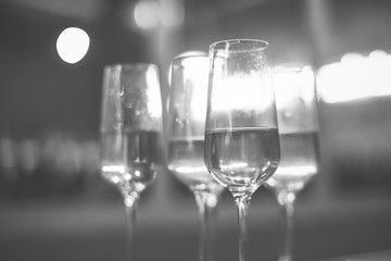 Closeup of party champange drinks