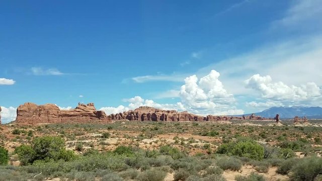 Drive by the Arches National Park near Moab, Utah, USA
