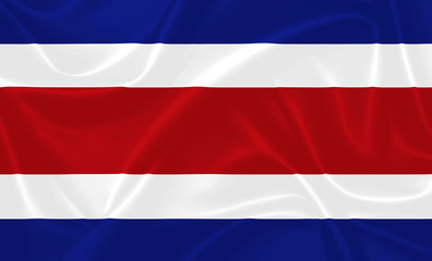 Illustration of Costa Rica waving fabric flag. 