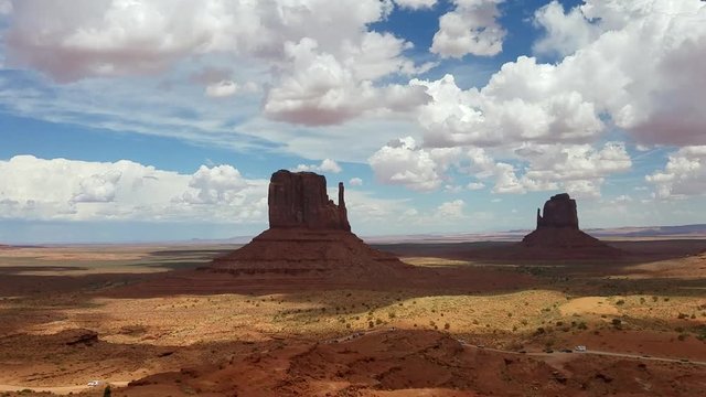 Monument Valley panorama from the Navajo Nation Tribal Park visitor center, on the Arizona-Utah border, USA