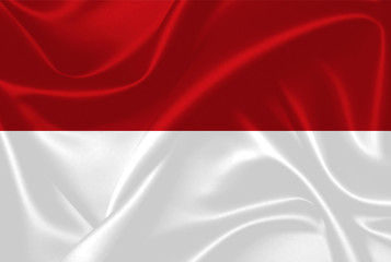 Illustration of Indonesia waving fabric flag. 