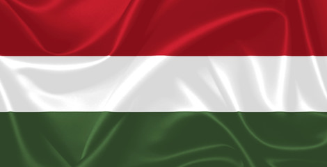 Illustration of Hungary waving fabric flag. 