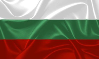 Illustration of Bulgaria waving fabric flag. 