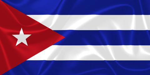 Illustration of Cuba waving fabric flag. 