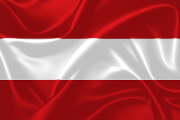 Illustration of Austria waving fabric flag. 