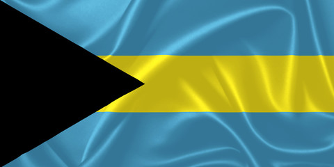 Illustration of Bahamas waving fabric flag. 