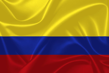 Illustration of Colombia waving fabric flag. 