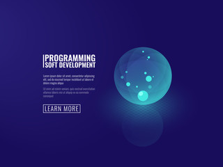 Concept development of new technologies icon transparent luminous ball isometric vector