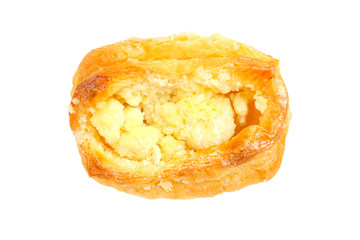 danish pastry with cream cheese filling,top view,  isolated on white with clipping path