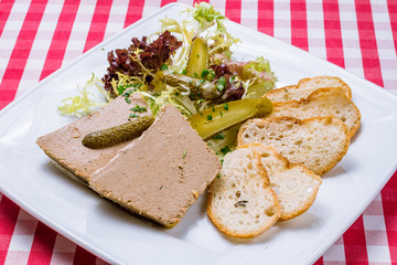 The chicken liver pate with bread and jam