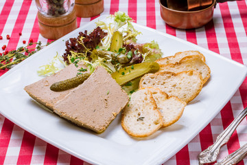 The chicken liver pate with bread and jam