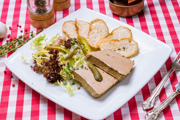 The chicken liver pate with bread and jam