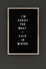letter board with winter message