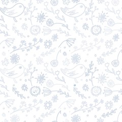 Vintage floral and natural seamless pattern