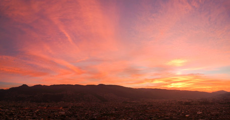 aerial shot of sunrise in a village