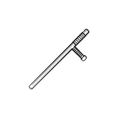 Police baton hand drawn outline doodle icon. Rubber truncheon as police control and law enforcement concept. Vector sketch illustration for print, web, mobile and infographics on white background.