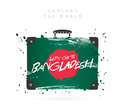 Suitcase with the flag of Bangladesh. Lettering