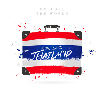 Suitcase with the flag of Thailand. Lettering