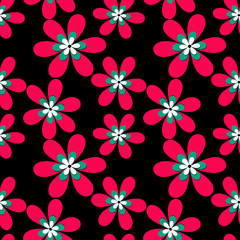 Obraz premium Floral seamless pattern with flowers black